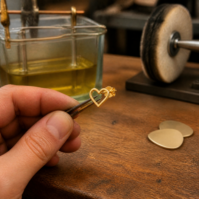18K Gold Plated Heart Stud Earrings Stainless Steel Hypoallergenic Fashion Jewelry