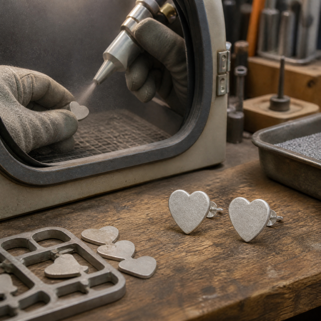 Sandblasted Matte Heart Stud Earrings Stainless Steel Frosted Fashion Jewelry