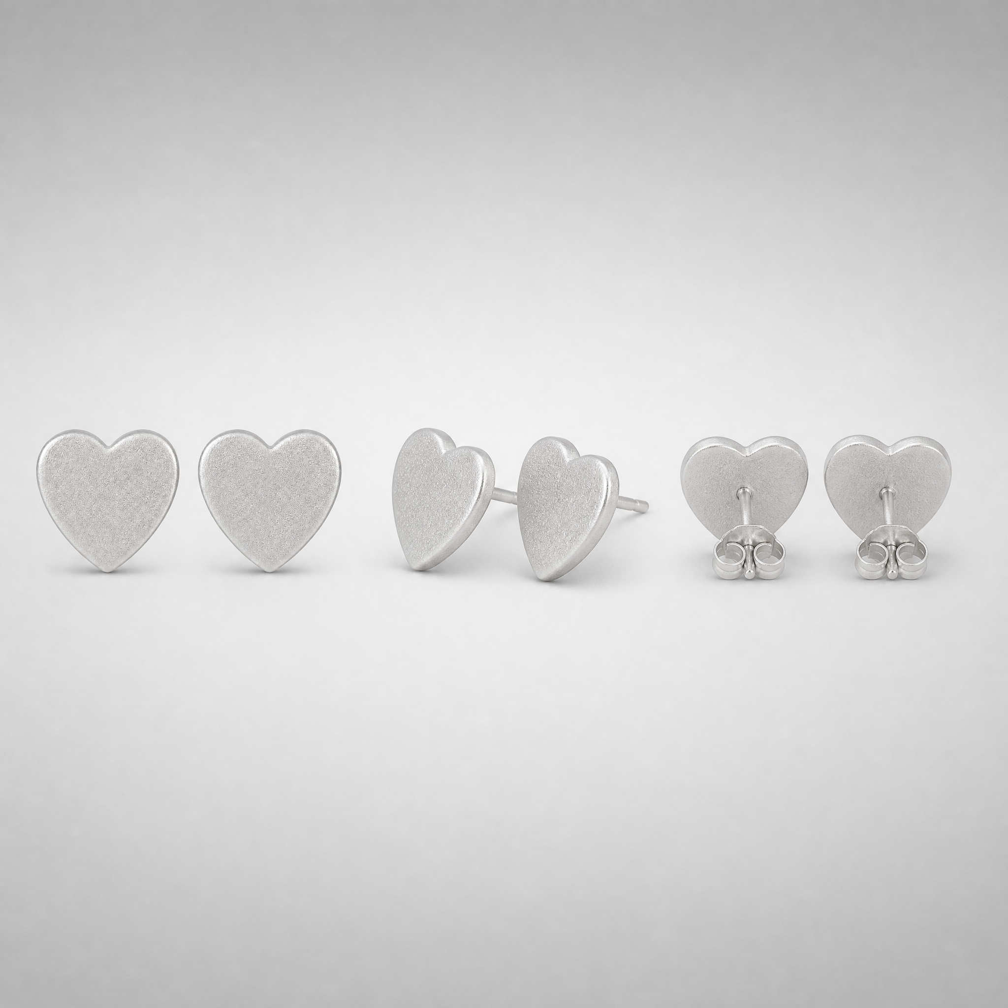 Sandblasted Matte Heart Stud Earrings Stainless Steel Frosted Fashion Jewelry