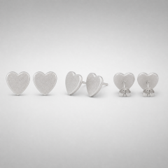 Sandblasted Matte Heart Stud Earrings Stainless Steel Frosted Fashion Jewelry