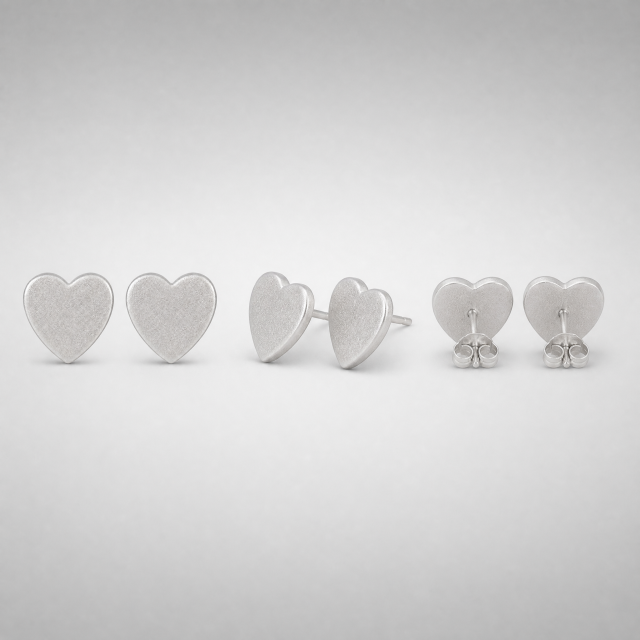 Sandblasted Matte Heart Stud Earrings Stainless Steel Frosted Fashion Jewelry