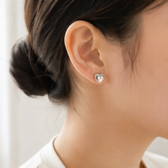 Epoxy Resin Heart Stud Earrings Stainless Steel 3D Domed Fashion Jewelry