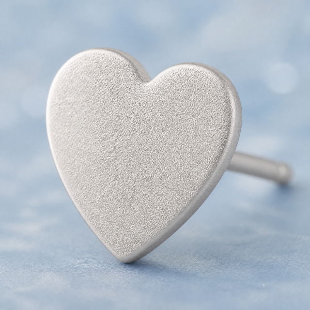 Sandblasted Matte Heart Stud Earrings Stainless Steel Frosted Fashion Jewelry