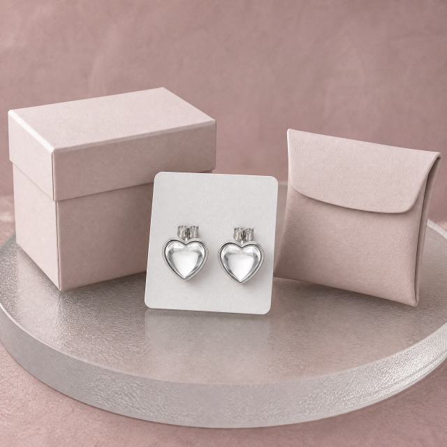 Epoxy Resin Heart Stud Earrings Stainless Steel 3D Domed Fashion Jewelry