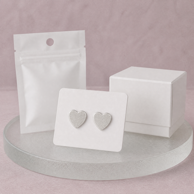 Sandblasted Matte Heart Stud Earrings Stainless Steel Frosted Fashion Jewelry