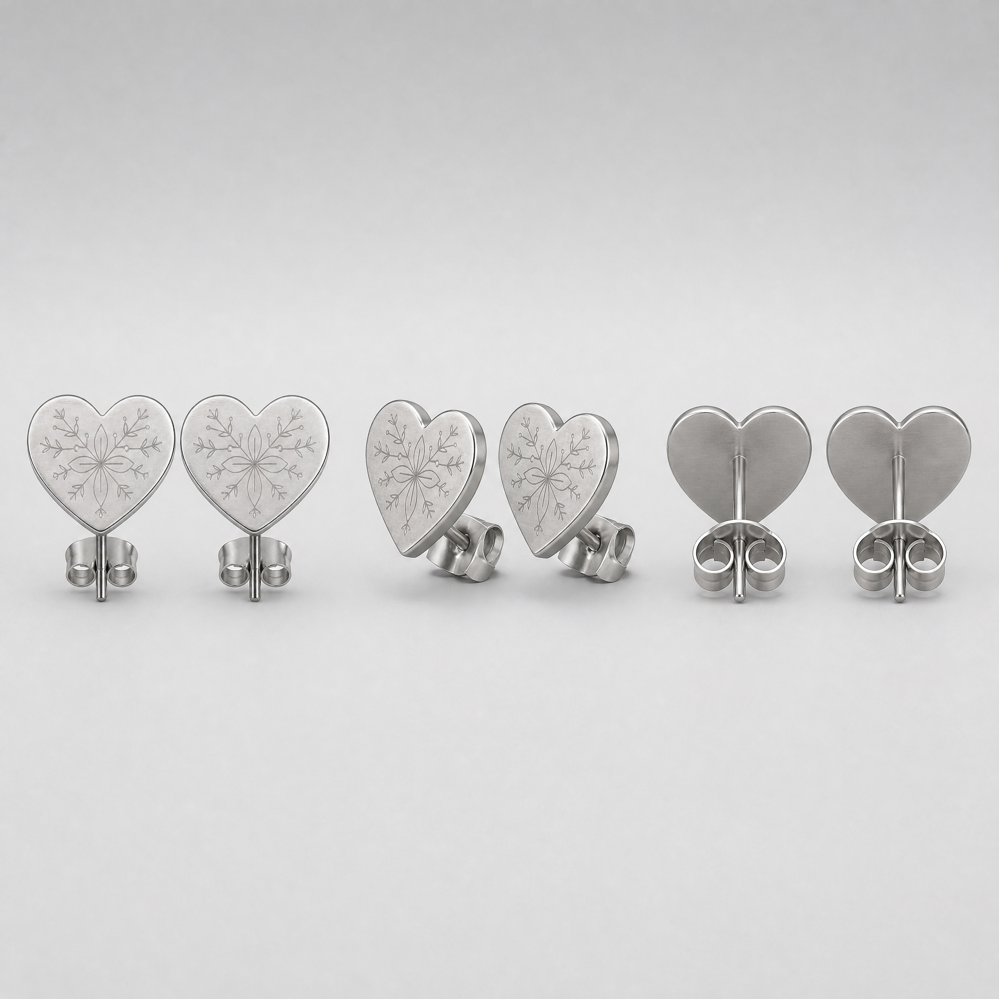 Oxidized Black Heart Stud Earrings Stainless Steel Antique Fashion Jewelry