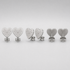 Oxidized Black Heart Stud Earrings Stainless Steel Antique Fashion Jewelry