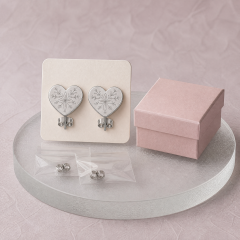 Oxidized Black Heart Stud Earrings Stainless Steel Antique Fashion Jewelry