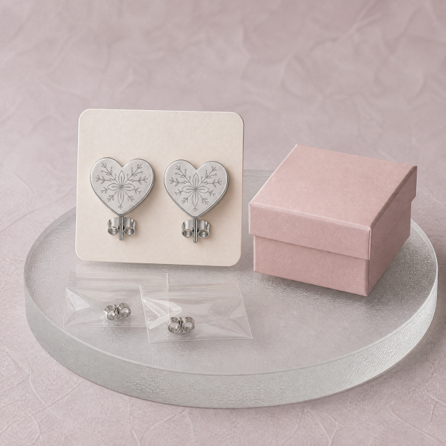 Oxidized Black Heart Stud Earrings Stainless Steel Antique Fashion Jewelry