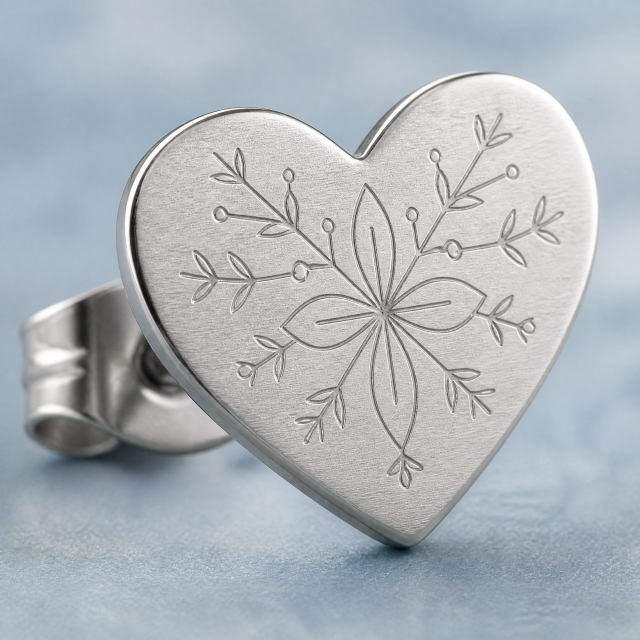 Oxidized Black Heart Stud Earrings Stainless Steel Antique Fashion Jewelry