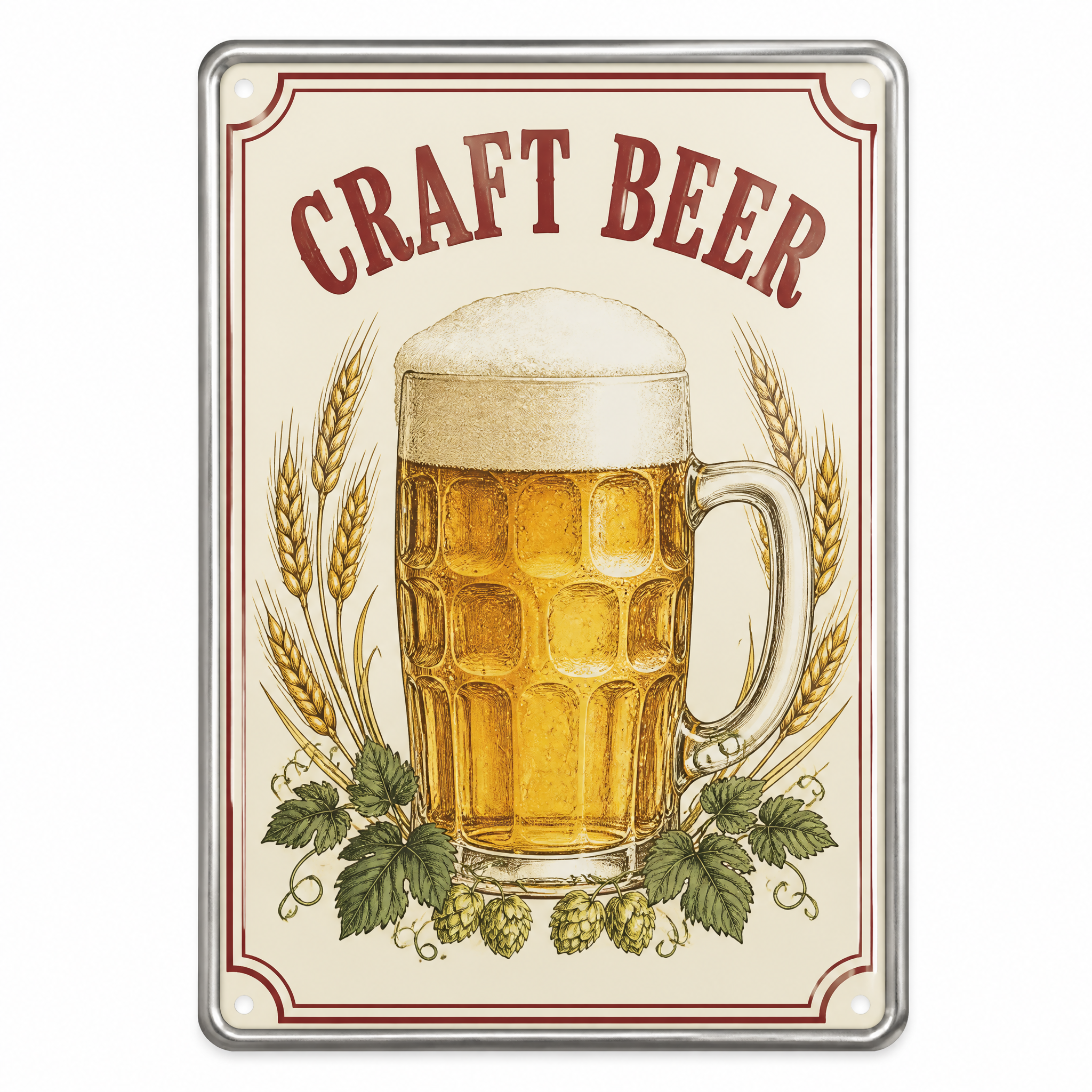 Custom Rolled Edge Metal Tin Sign 20x30cm Retro Beer Sign Safety Edge Bar Decor
