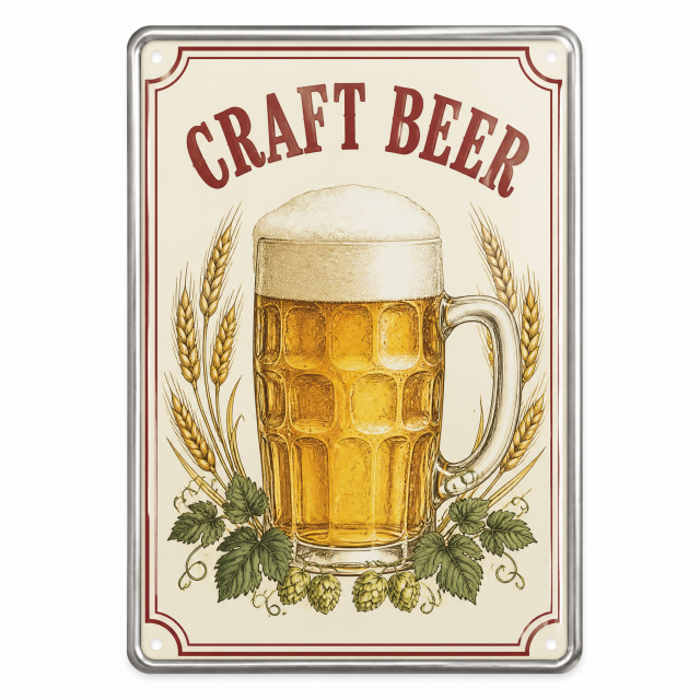 Custom Rolled Edge Metal Tin Sign 20x30cm Retro Beer Sign Safety Edge Bar Decor