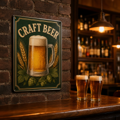 Custom Rolled Edge Metal Tin Sign 20x30cm Retro Beer Sign Safety Edge Bar Decor