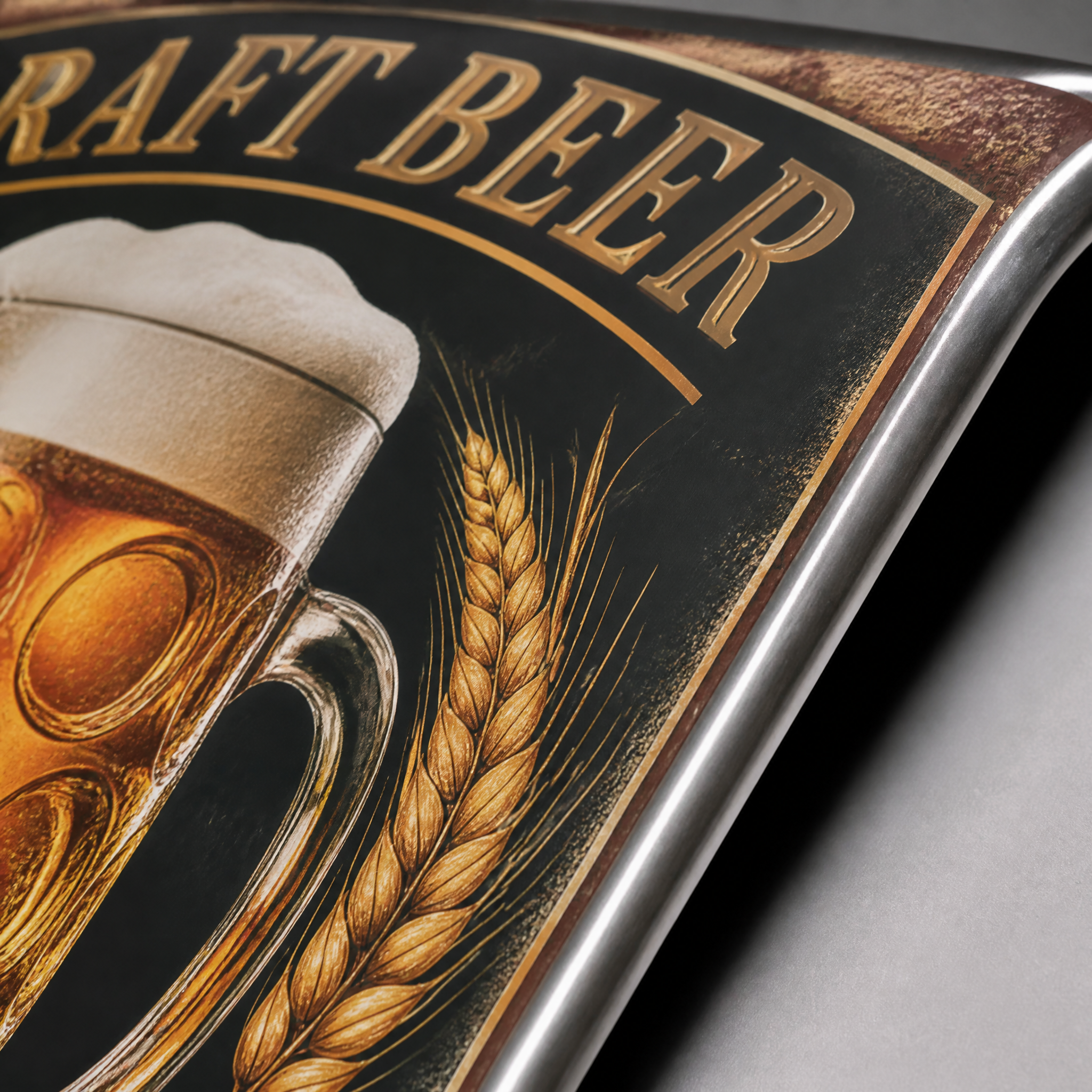 Custom Rolled Edge Metal Tin Sign 20x30cm Retro Beer Sign Safety Edge Bar Decor