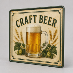 Custom Rolled Edge Metal Tin Sign 20x30cm Retro Beer Sign Safety Edge Bar Decor