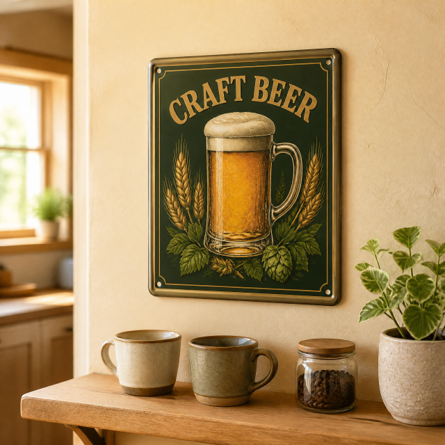 Custom Rolled Edge Metal Tin Sign 20x30cm Retro Beer Sign Safety Edge Bar Decor