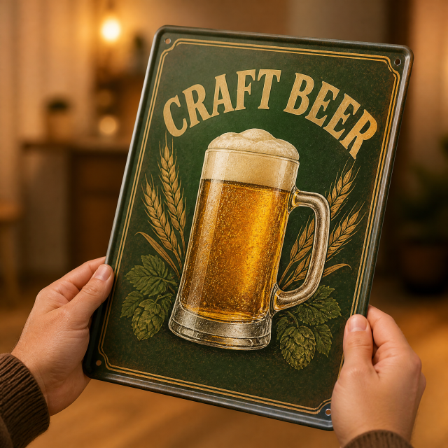 Custom Rolled Edge Metal Tin Sign 20x30cm Retro Beer Sign Safety Edge Bar Decor