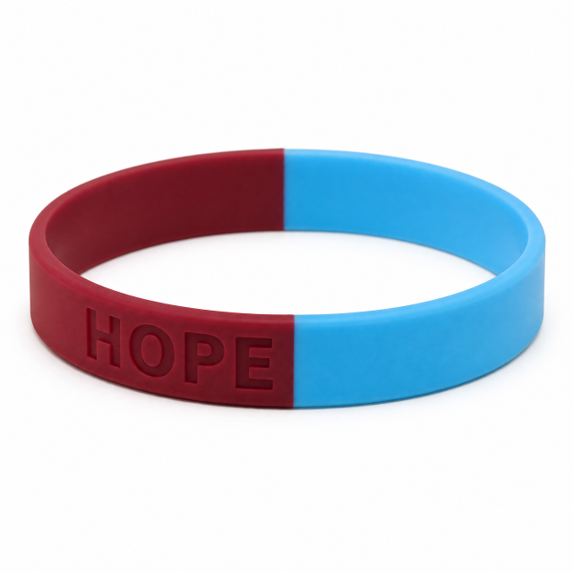 Custom Two-Tone Silicone Bracelet - Dual Color Logo Wristband No MOQ