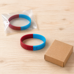Custom Two-Tone Silicone Bracelet - Dual Color Logo Wristband No MOQ