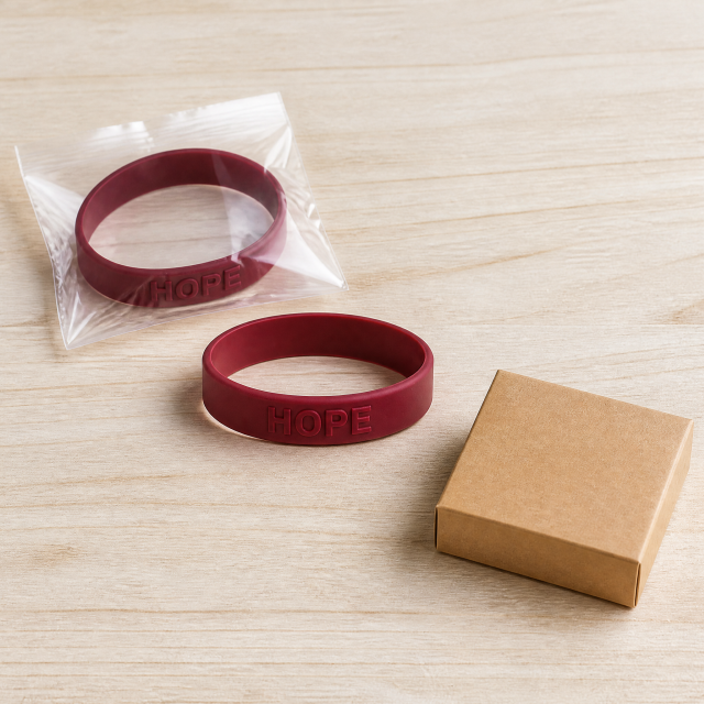 Custom Embossed Silicone Bracelet - Raised Logo Rubber Wristband No MOQ