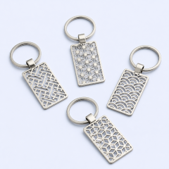 Custom Etched Hollow-Cut Metal Keychain - Geometric Pattern - Bulk & OEM - STANDARD GIFTS