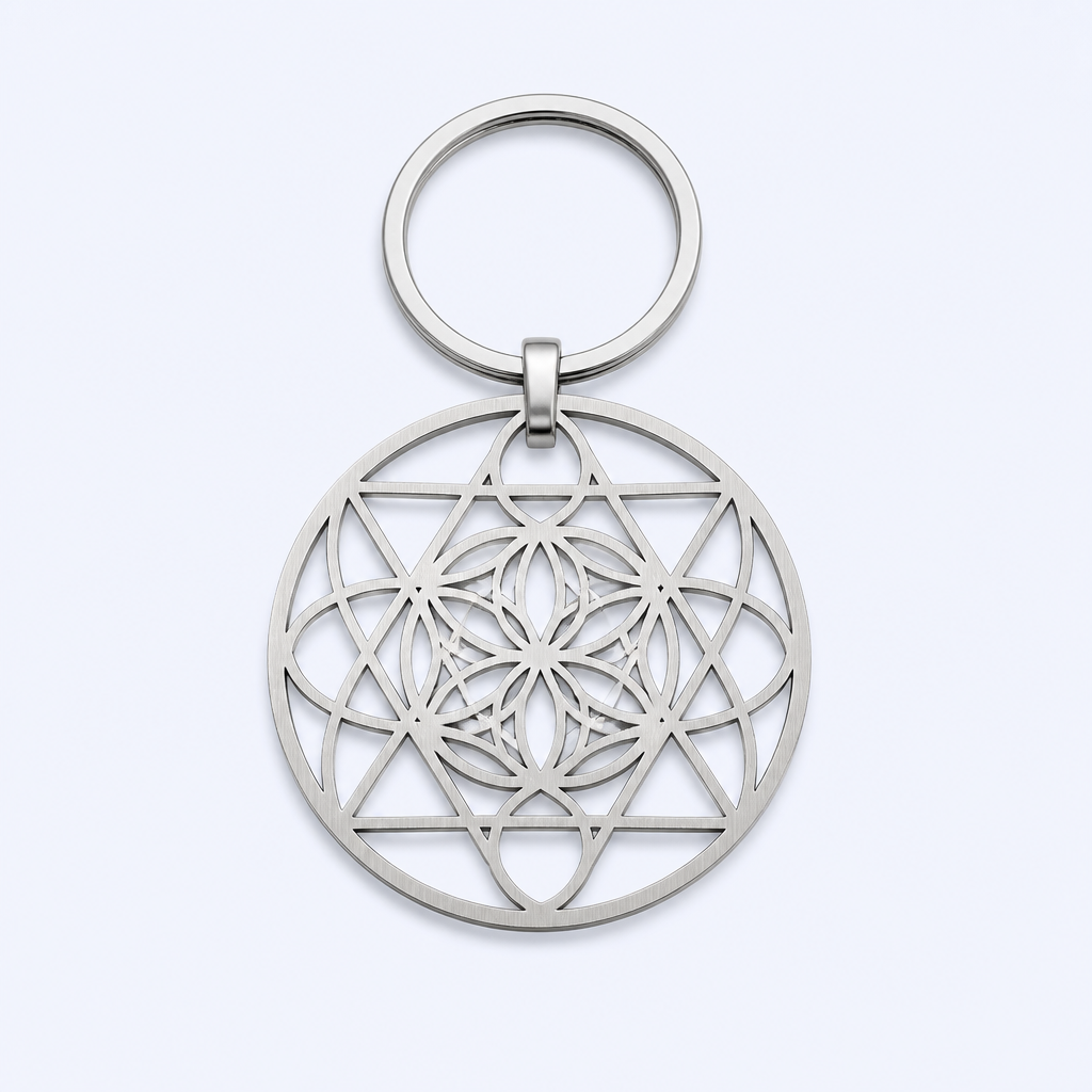 Custom Etched Hollow-Cut Metal Keychain - Geometric Pattern - Bulk & OEM - STANDARD GIFTS
