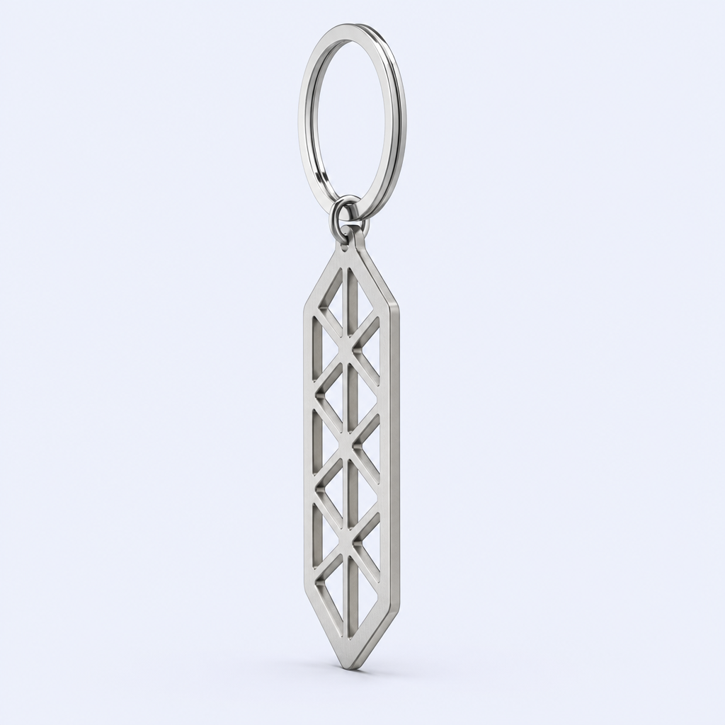 Custom Etched Hollow-Cut Metal Keychain - Geometric Pattern - Bulk & OEM - STANDARD GIFTS