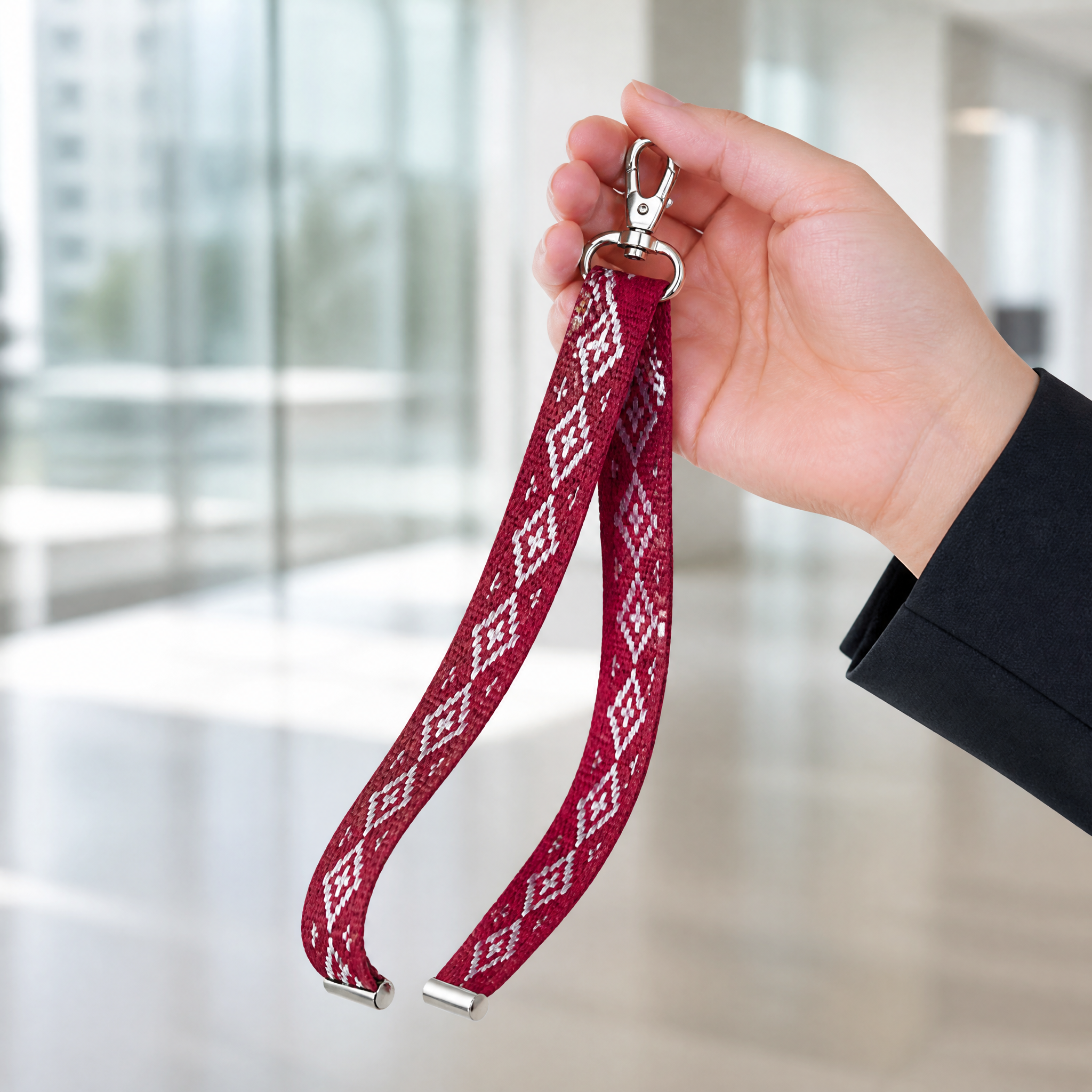 Custom Woven Dobby Lanyard with Metal Swivel Clip, Woven Logo Lanyards No MOQ for Corporate & Events