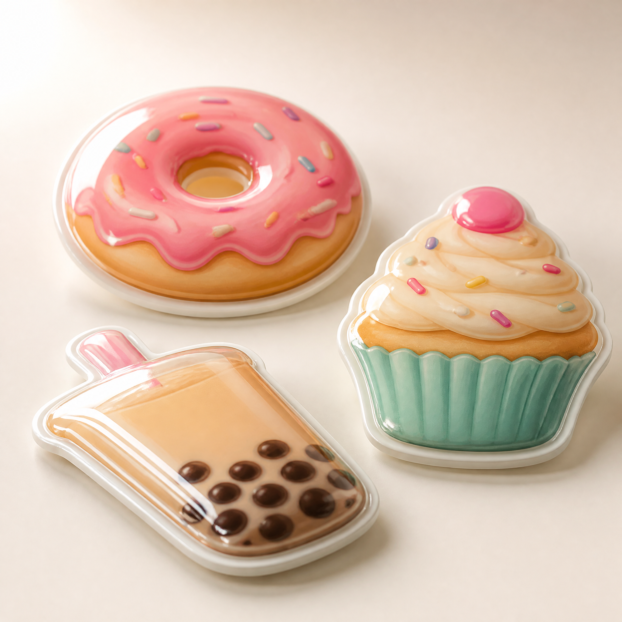 Custom 3D Epoxy Domed Stickers Cute Dessert Stickers No MOQ Waterproof Die Cut Sticker Printing