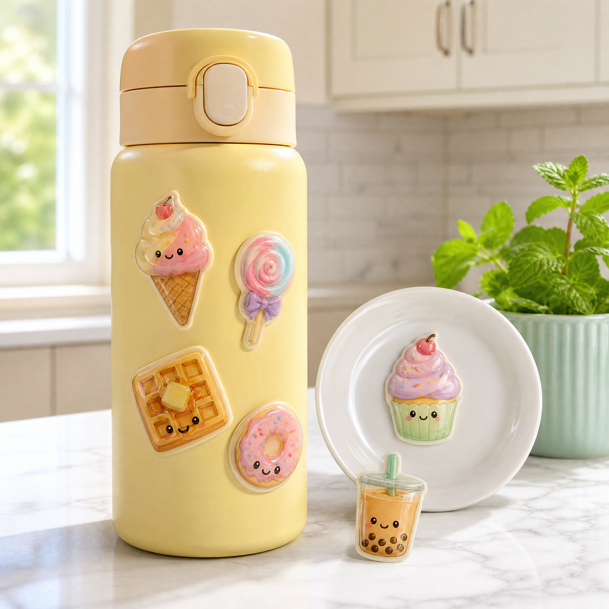 Custom 3D Epoxy Domed Stickers Cute Dessert Stickers No MOQ Waterproof Die Cut Sticker Printing