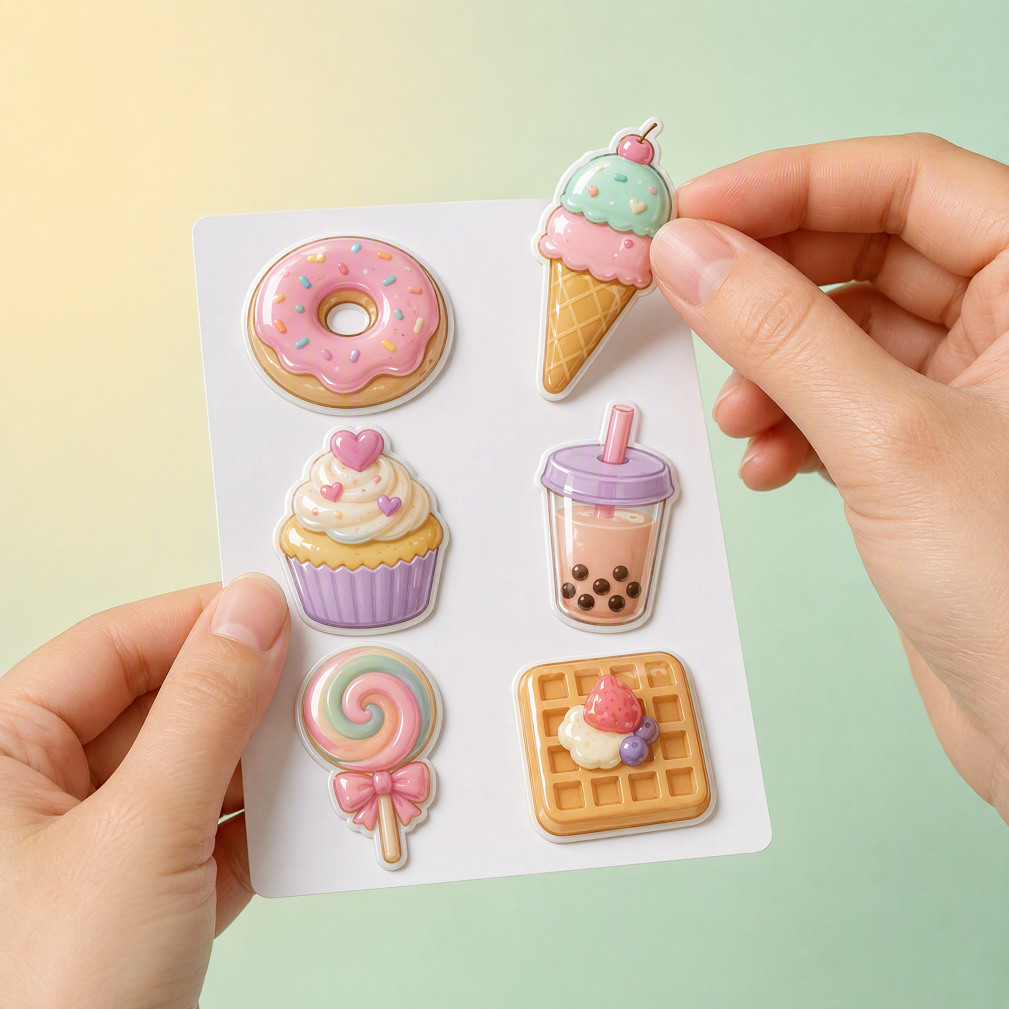 Custom 3D Epoxy Domed Stickers Cute Dessert Stickers No MOQ Waterproof Die Cut Sticker Printing