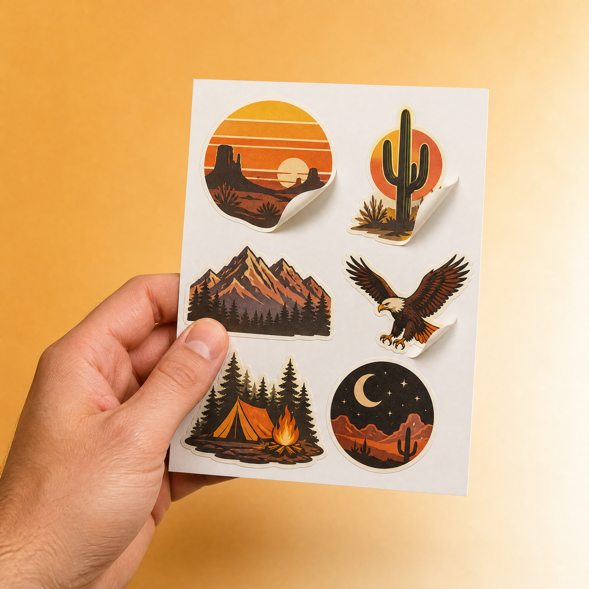 Custom Car Stickers Vehicle Decals Retro Desert Stickers No MOQ Waterproof UV Resistant Vinyl