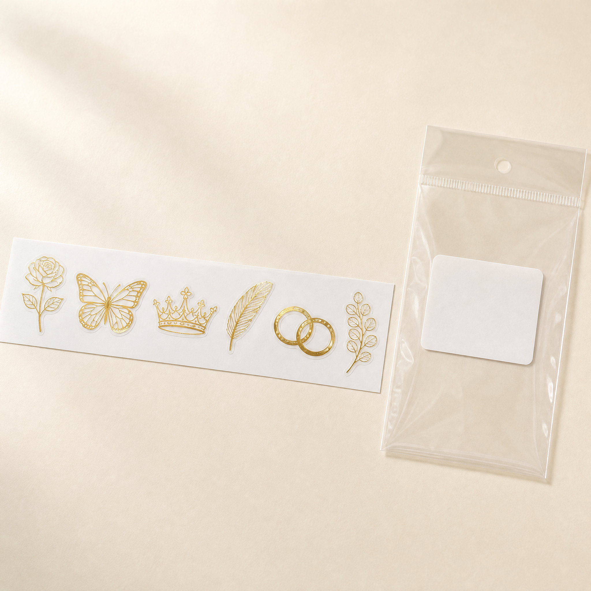 Custom Gold Foil Stickers Wedding Floral Stickers No MOQ Clear Transparent Die Cut Sticker Printing