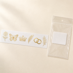 Custom Gold Foil Stickers Wedding Floral Stickers No MOQ Clear Transparent Die Cut Sticker Printing