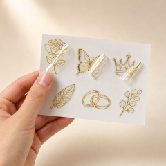 Custom Gold Foil Stickers Wedding Floral Stickers No MOQ Clear Transparent Die Cut Sticker Printing