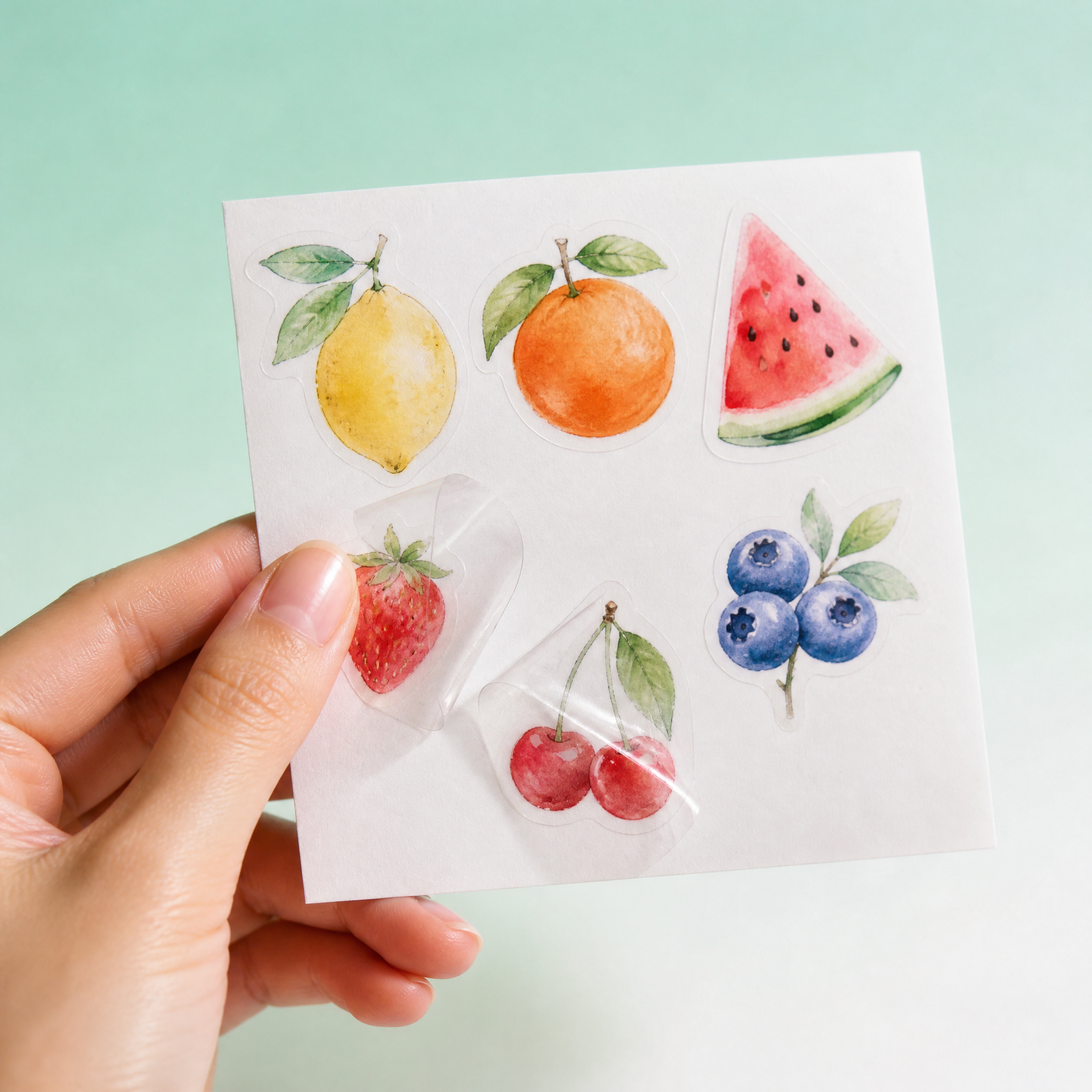 Custom Clear Stickers Watercolor Fruit Stickers No MOQ Transparent Die Cut Sticker Printing