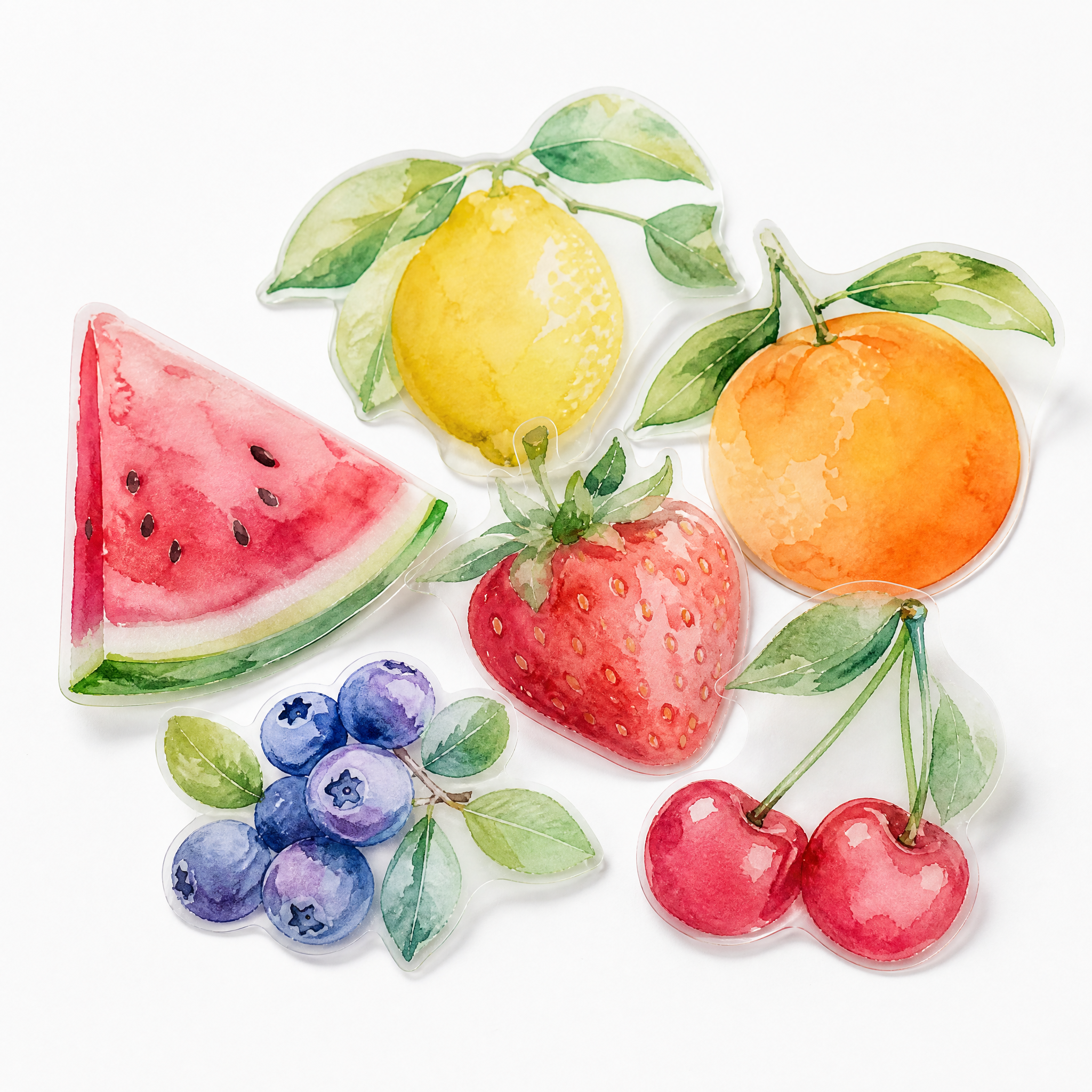 Custom Clear Stickers Watercolor Fruit Stickers No MOQ Transparent Die Cut Sticker Printing