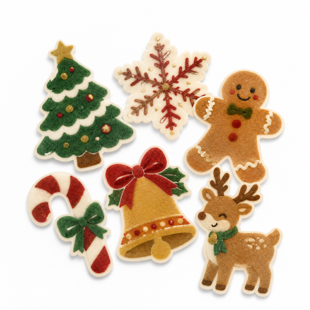 Custom Flocking Stickers Velvet Christmas Stickers No MOQ Die Cut Sticker Printing