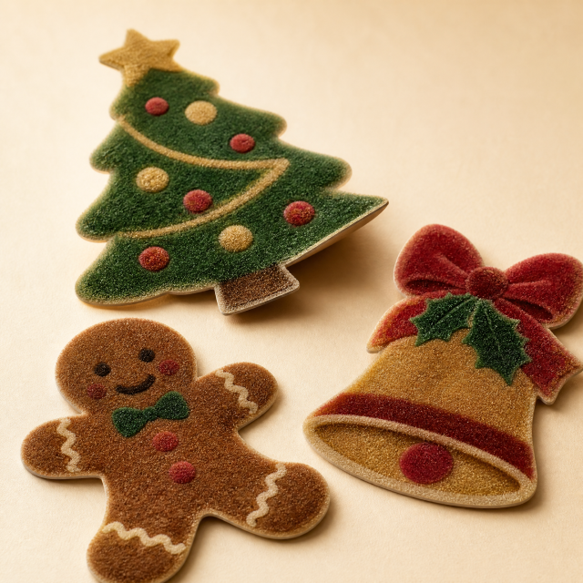 Custom Flocking Stickers Velvet Christmas Stickers No MOQ Die Cut Sticker Printing