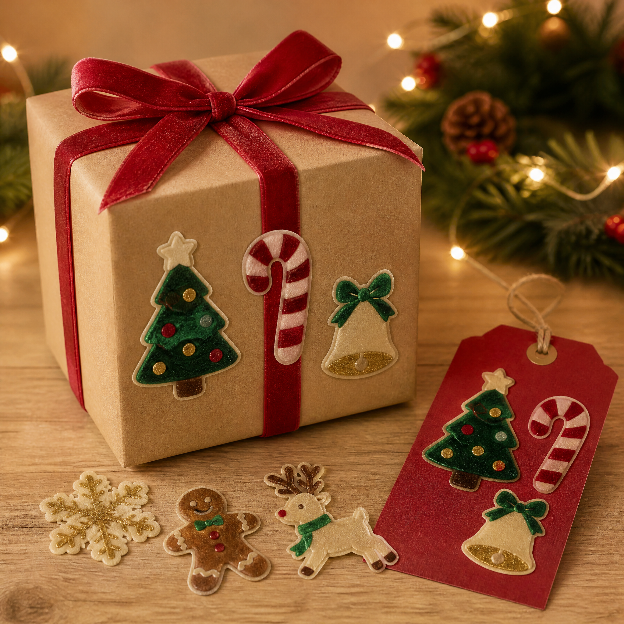 Custom Flocking Stickers Velvet Christmas Stickers No MOQ Die Cut Sticker Printing
