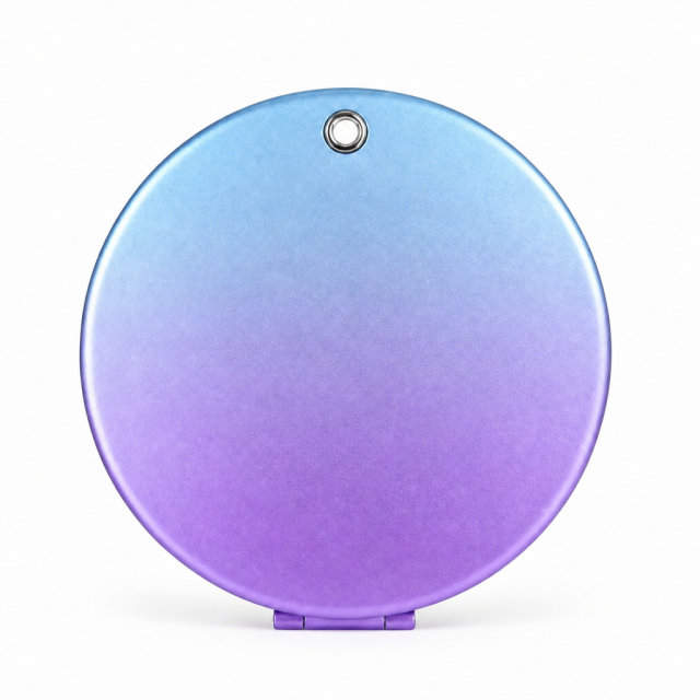Custom Round Anodized Makeup Mirror with Blue Purple Gradient