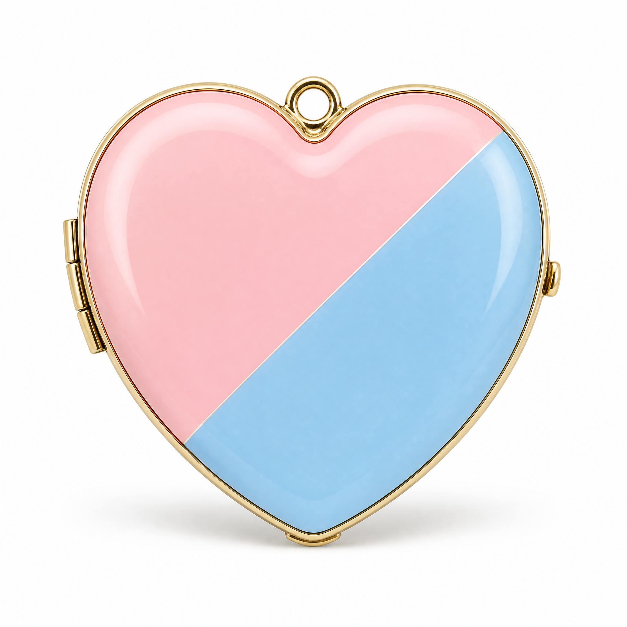 Custom Heart-Shaped Enamel Makeup Mirror with Pink Blue Gradient