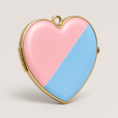 Custom Heart-Shaped Enamel Makeup Mirror with Pink Blue Gradient