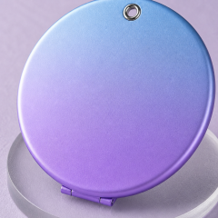 Custom Round Anodized Makeup Mirror with Blue Purple Gradient