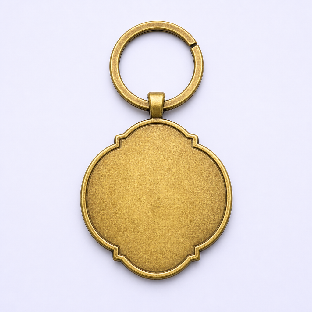 Antique Electroplated Metal Keychain - Vintage Relief Souvenir Keyring in Gold, Bronze and Silver