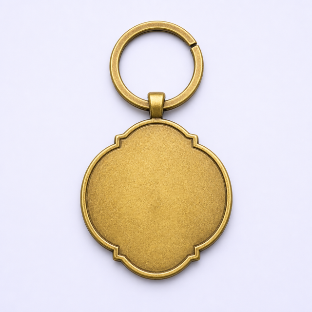 Antique Electroplated Metal Keychain - Vintage Relief Souvenir Keyring in Gold, Bronze and Silver