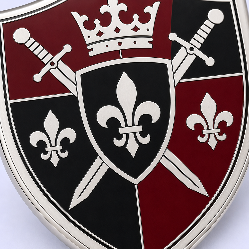 Custom Hard Enamel Metal Keychain - Mirror-Flat Surface - Shield Shape - Bulk and Custom Orders