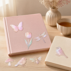 Custom Pearlescent Stickers Fairy Garden Stickers No MOQ Waterproof Die Cut Sticker Printing