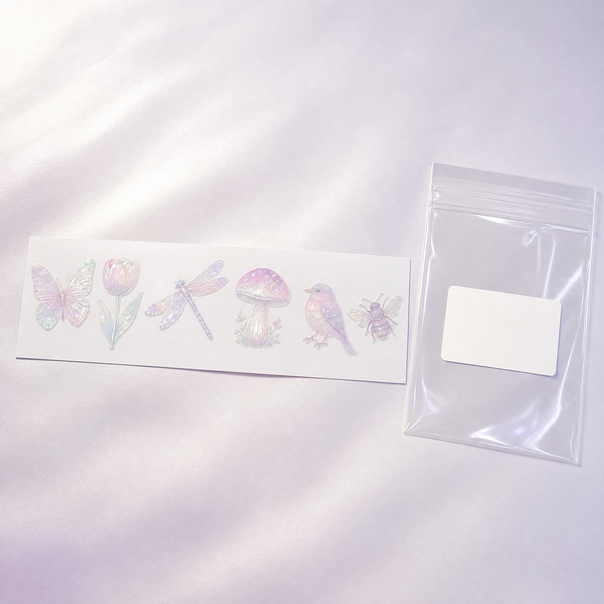 Custom Pearlescent Stickers Fairy Garden Stickers No MOQ Waterproof Die Cut Sticker Printing