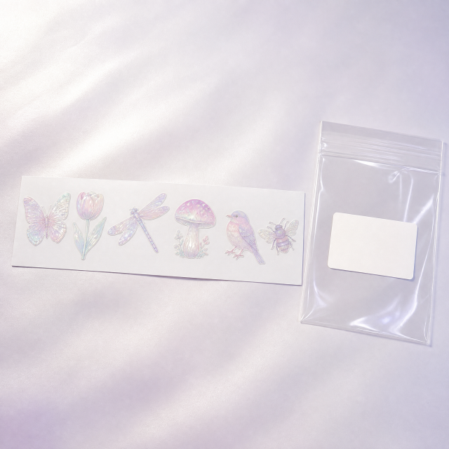 Custom Pearlescent Stickers Fairy Garden Stickers No MOQ Waterproof Die Cut Sticker Printing